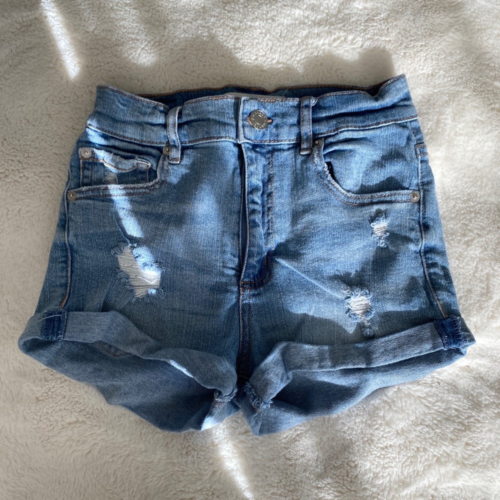 Light wash denim shorts